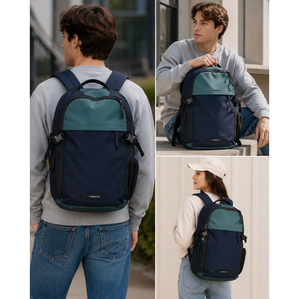 Timbuk2 Laptop Backpack Navy Green Commuter Travel Work School Bag 18”